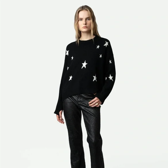 Zadig & Voltaire Markus Stars Cashmere Sweater in black - Picture 1 of 5